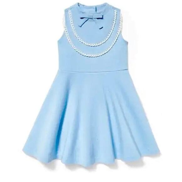 JANIE AND JACK Retro Vintage Style Lace Bib Dress Bow Blue - Picture 1 of 6